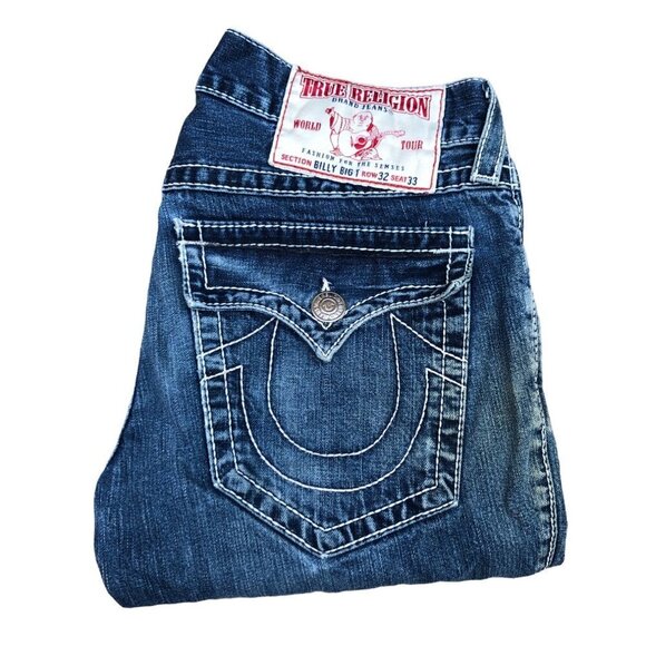 Vintage True Religion Jeans Size 32 BILLY BIG T Blue - Picture 1 of 6
